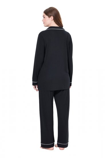 Ulla Popken 823030 Pyjamas med skjortekrage Svart - Pyjamas/Loungewear - 