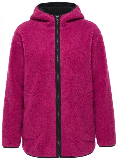 Ulla Popken 823371 Teddyjakke med hette og vatterte lommer Fuksia - Fleecetøy - 