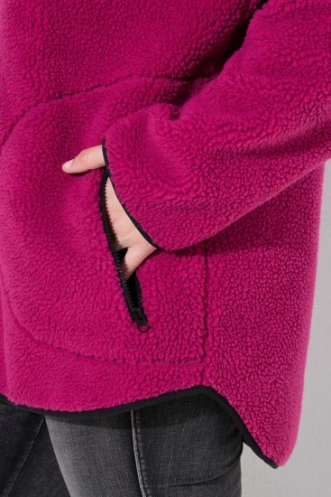 Ulla Popken 823371 Teddyjakke med hette og vatterte lommer Fuksia - Fleecetøy - 