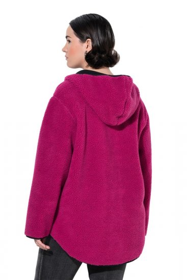 Ulla Popken 823371 Teddyjakke med hette og vatterte lommer Fuksia - Fleecetøy - 