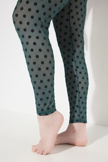 Ulla Popken 823383 Prikkete strømpeleggings Olivengrønn - Strømpebukser & sokker - 
