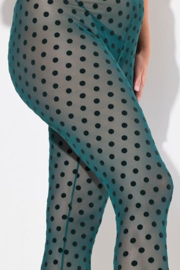 Ulla Popken 823383 Prikkete strømpeleggings Olivengrønn - Strømpebukser & sokker - 