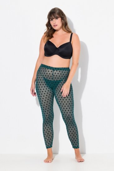 Ulla Popken 823383 Prikkete strømpeleggings Olivengrønn - Strømpebukser & sokker - 