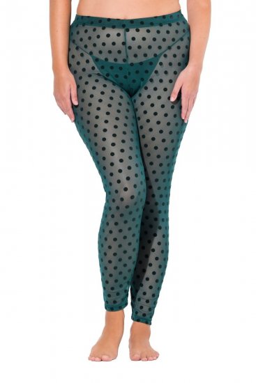 Ulla Popken 823383 Prikkete strømpeleggings Olivengrønn - Strømpebukser & sokker - 