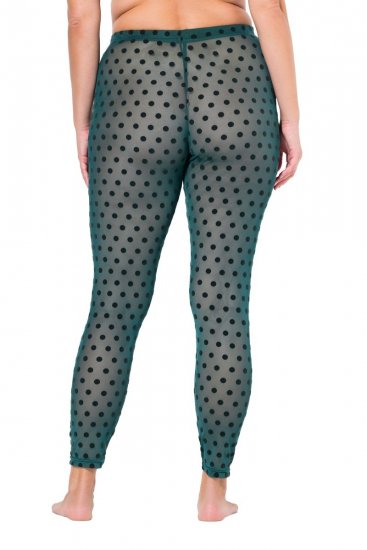 Ulla Popken 823383 Prikkete strømpeleggings Olivengrønn - Strømpebukser & sokker - 