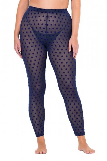 Ulla Popken 823383 Prikkete strømpeleggings Mørkeblå - Strømpebukser & sokker - 