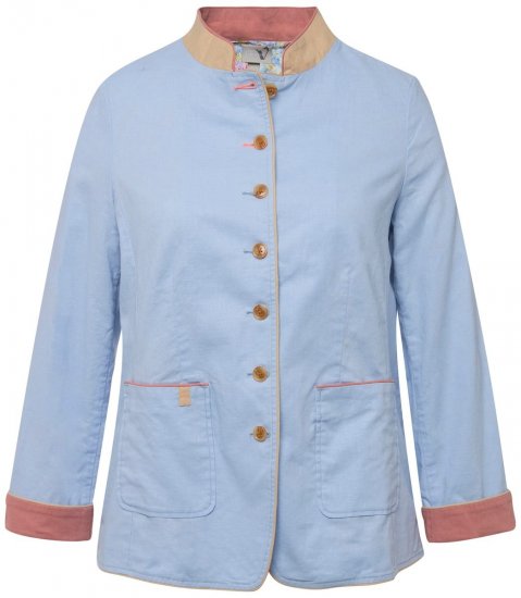 Ulla Popken 823538 Blazer i linblanding med ståkrage Lyseblå - Blazere - Blazere i store størrelser for dame