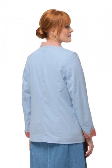 Ulla Popken 823538 Blazer i linblanding med ståkrage Lyseblå - Blazere - Blazere i store størrelser for dame