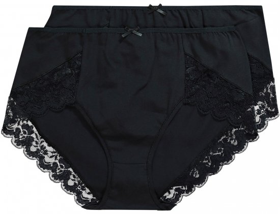 Ulla Popken 824106 Truser med blonder 2-pakning Svart - Truser - 