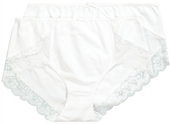 Ulla Popken 824106 Boksertruser med blonder 2-pakning Hvit - Truser - 