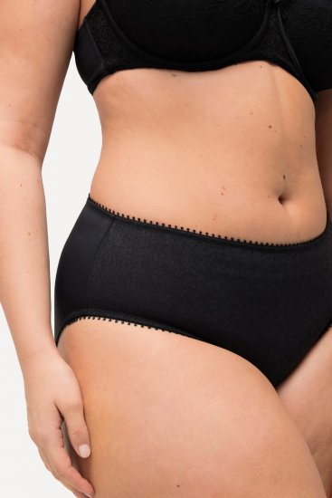 Ulla Popken 825790 Blomstrete truser med blonder Svart - Truser - 
