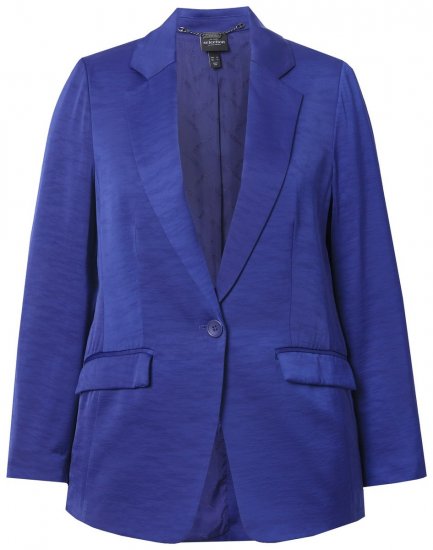 Ulla Popken 826161 Strukturert blazer med klafflommer Mørkeblå - Blazere - Blazere i store størrelser for dame