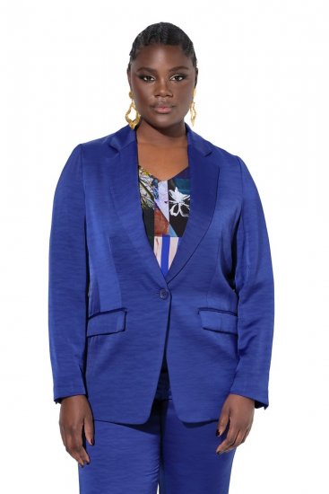 Ulla Popken 826161 Strukturert blazer med klafflommer Mørkeblå - Blazere - Blazere i store størrelser for dame