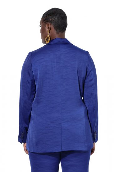 Ulla Popken 826161 Strukturert blazer med klafflommer Mørkeblå - Blazere - Blazere i store størrelser for dame