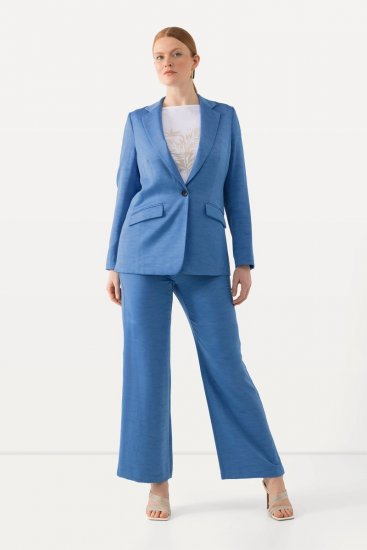Ulla Popken 826163 Vide dressbukser Denimblå - Stoffbukser - Vide bukser til dame i store størrelser