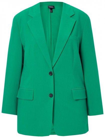 Ulla Popken 826487 Oversized blazer med klafflommer Smaragdgrønn - Blazere - Blazere i store størrelser for dame