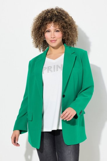 Ulla Popken 826487 Oversized blazer med klafflommer Smaragdgrønn - Blazere - Blazere i store størrelser for dame