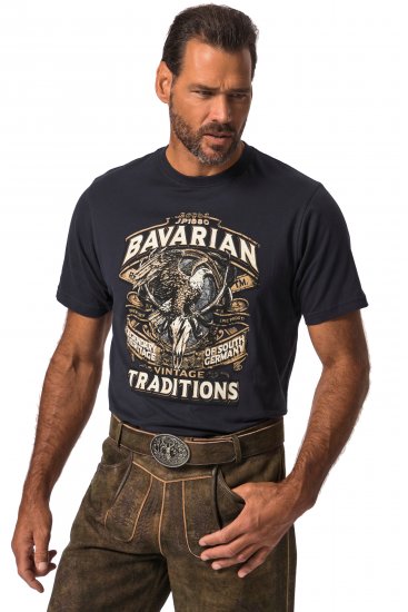 JP1880 Bavarian Design Vintage Looking T-Shirt Navy Blue - T-skjorter - Store T-skjorter - 2XL-14XL
