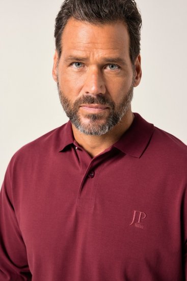 JP1880 Polo Shirt Pique Long Sleeve Red - Polo- & piqueskjorter - Poloskjorte i store størrelser - 2XL-8XL