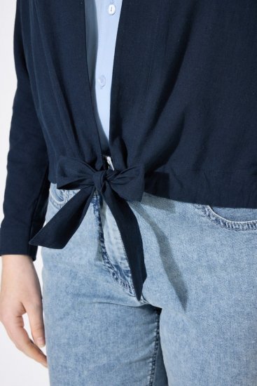 Ulla Popken 827116 Bolero med ståkrage i linblanding Mørkeblå - Boleroer - 