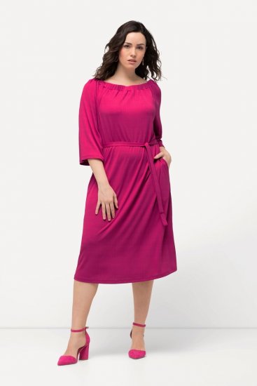 Ulla Popken 827740 Jerseykjole med 3/4-ermer Rosa - Midikjoler - Midikjoler i store størrelser