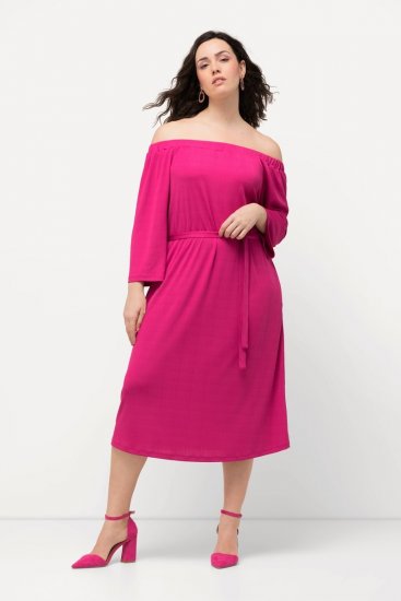 Ulla Popken 827740 Jerseykjole med 3/4-ermer Rosa - Midikjoler - Midikjoler i store størrelser
