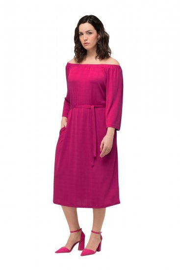Ulla Popken 827740 Jerseykjole med 3/4-ermer Rosa - Midikjoler - Midikjoler i store størrelser