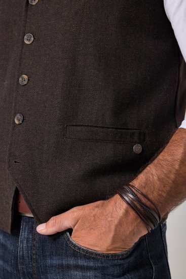 JP1880 828736 Tweedvest med strikket rygg Mørkebrun - Dresser og blazere - Dresser i store størrelser