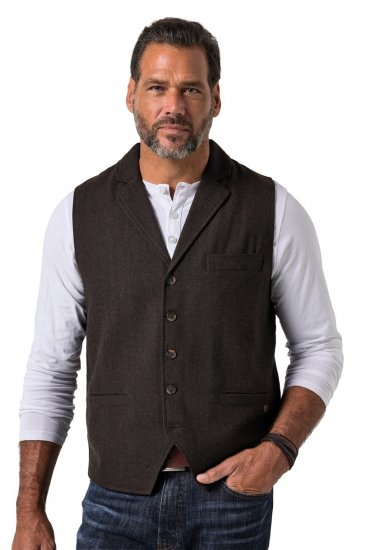 JP1880 828736 Tweedvest med strikket rygg Mørkebrun - Dresser og blazere - Dresser i store størrelser