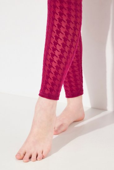 Ulla Popken 828982 Rutete strømpeleggings Bærrød - Strømpebukser & sokker - 