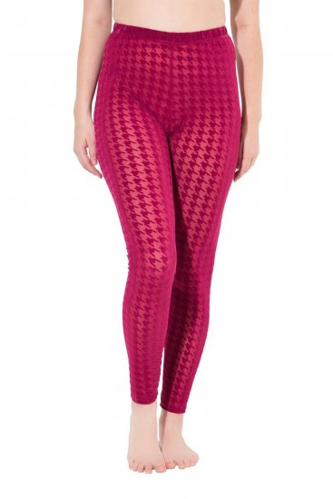 Ulla Popken 828982 Rutete strømpeleggings Bærrød - Strømpebukser & sokker - 