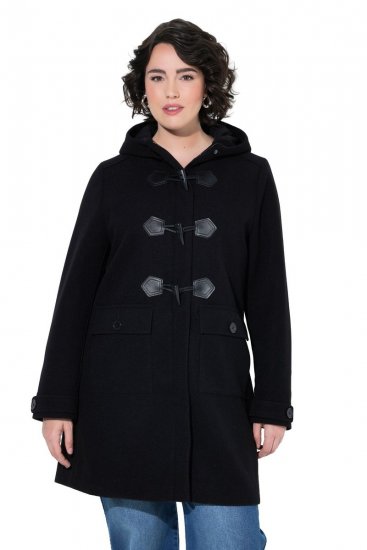 Ulla Popken 829347 Dufflecoat Svart - Frakker - Kåper i store størrelser