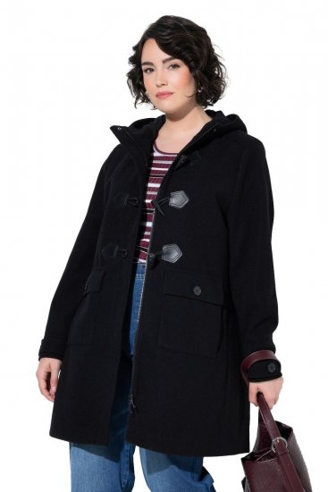 Ulla Popken 829347 Dufflecoat Svart - Frakker - Kåper i store størrelser