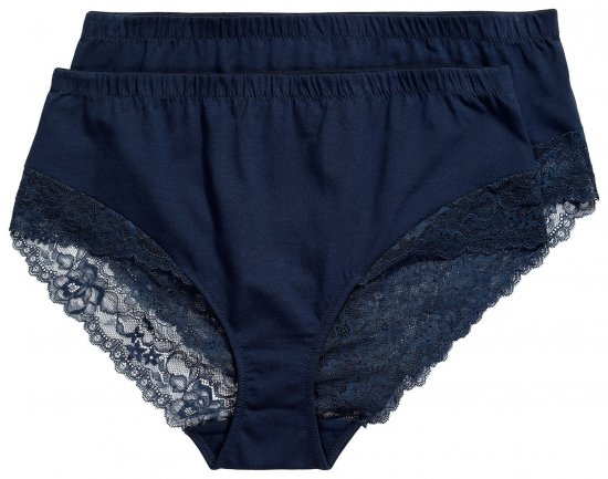 Ulla Popken 830094 Truser med blonder 2-pakning Mørkeblå - Truser - 