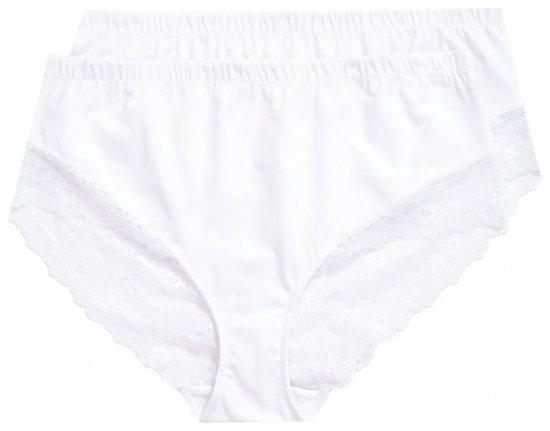 Ulla Popken 830094 Truser med blonder 2-pakning Hvit - Truser - 