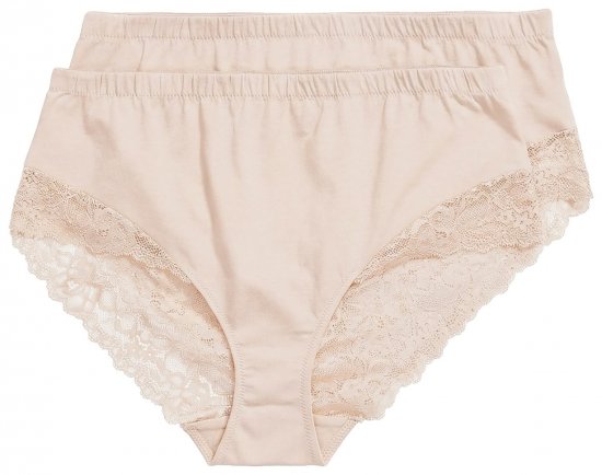 Ulla Popken 830094 Truser med blonder 2-pakning Beige - Truser - 