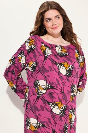 Ulla Popken 830151 Blomstret kjole Rosa - Maxikjoler - Maxikjoler for damer i store størrelser
