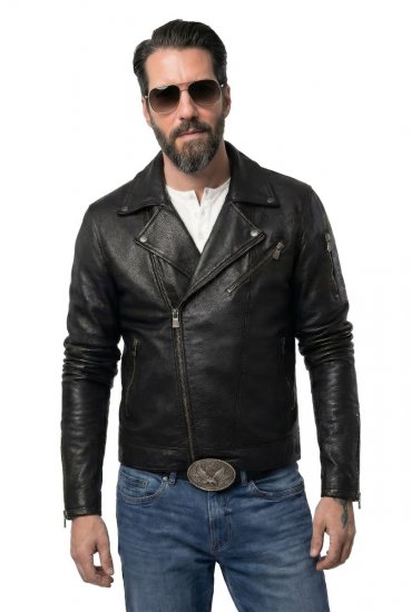JP1880 830586 Bikerjakke i lammenappa Svart - Jakker - Store jakker - 2XL-12XL