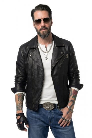 JP1880 830586 Bikerjakke i lammenappa Svart - Jakker - Store jakker - 2XL-12XL
