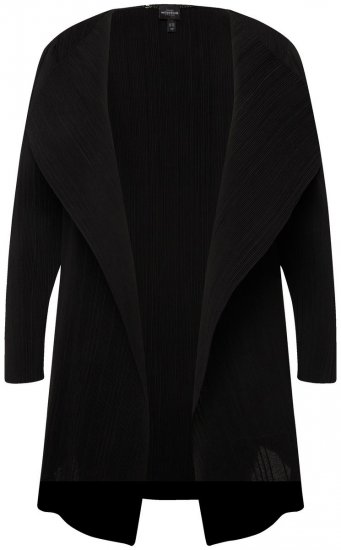 Ulla Popken 830749 Åpen plissert blazer med brede slag Svart - Blazere - Blazere i store størrelser for dame