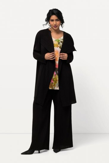 Ulla Popken 830749 Åpen plissert blazer med brede slag Svart - Blazere - Blazere i store størrelser for dame