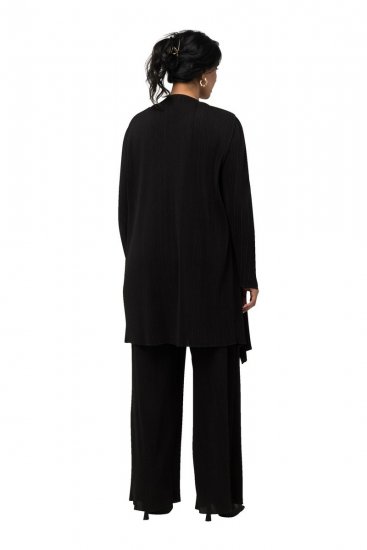 Ulla Popken 830749 Åpen plissert blazer med brede slag Svart - Blazere - Blazere i store størrelser for dame
