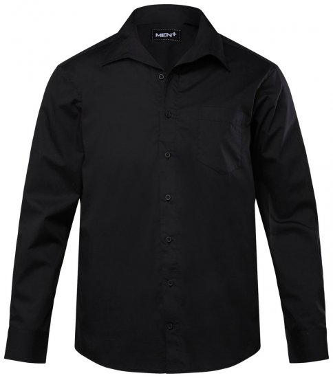 Men+ 757 Langermet Business-skjorte med åpen krage Svart - Skjorter - Store skjorter - 2XL-8XL
