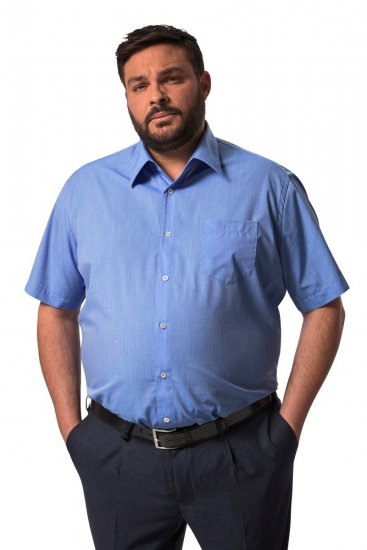 Men+ 758 Kortermet Business-skjorte med åpen krage Lyseblå - Skjorter - Store skjorter - 2XL-8XL