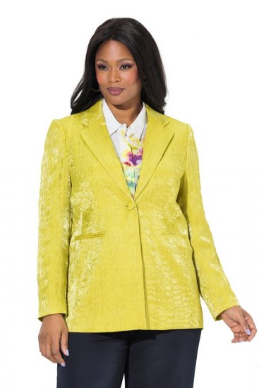 Ulla Popken 830767 Blazer i crinkle Lysegrønn - Blazere - Blazere i store størrelser for dame