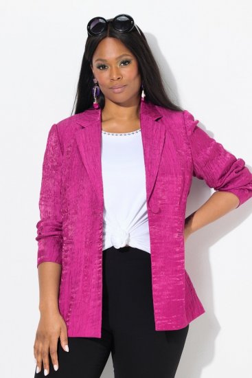 Ulla Popken 830767 Blazer i krøllet struktur Magenta - Blazere - Blazere i store størrelser for dame