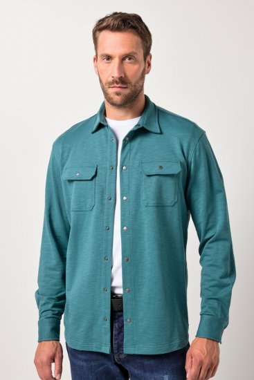 JP1880 Jersey Shirt Long Sleeve Modern Fit Blue - Skjorter - Store skjorter - 2XL-8XL