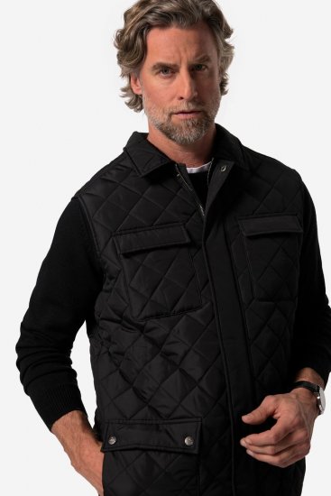 Boston Park 593 Quiltet vest med skjortekrage Svart - Jakker - Store jakker - 2XL-12XL