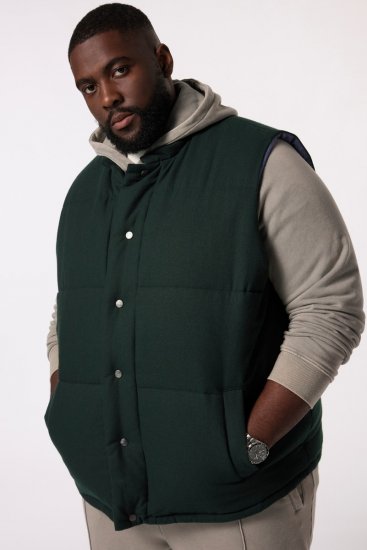 STHUGE 831896 Vattert flanellvest Mørkegrønn - Jakker - Store jakker - 2XL-12XL