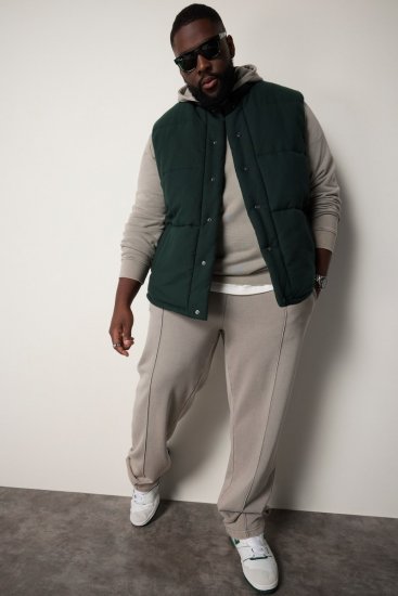 STHUGE 831896 Vattert flanellvest Mørkegrønn - Jakker - Store jakker - 2XL-12XL